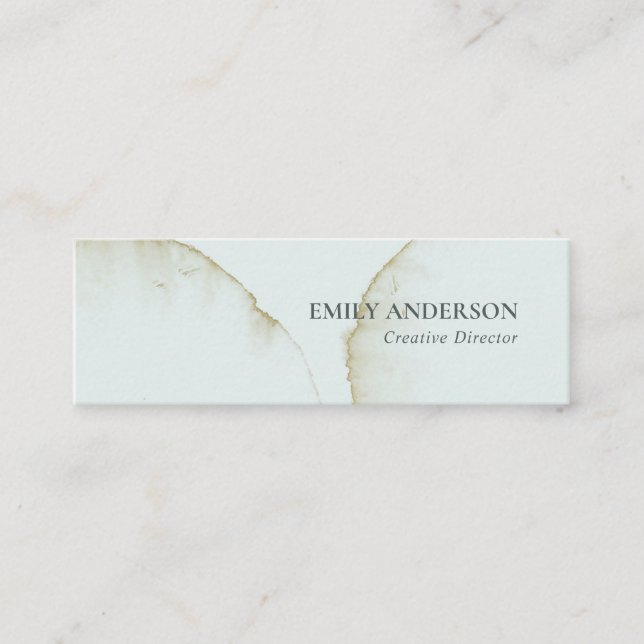 SOFT SUBTLE PASTEL AQUA BLUE GOLD ABSTRACT ORGANIC MINI BUSINESS CARD (Front)