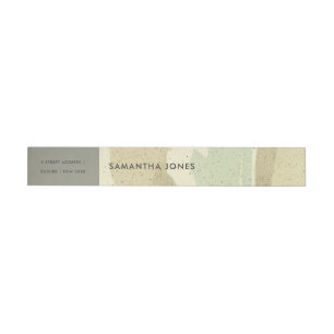 SOFT SUBTLE PINK GREY MODERN ABSTRACT ART WAVES WRAP AROUND ADDRESS LABEL