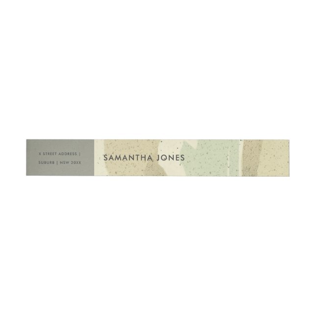 SOFT SUBTLE PINK GREY MODERN ABSTRACT ART WAVES WRAP AROUND ADDRESS LABEL (Individual)