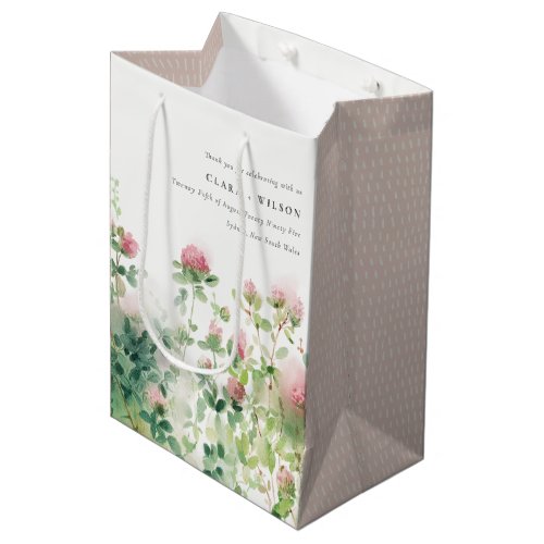 Soft Subtle Pink Watercolor Floral Garden Wedding Medium Gift Bag