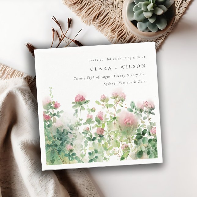 Soft Subtle Pink Watercolor Floral Garden Wedding Napkins (Creator Uploaded)