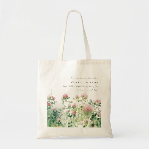 Soft Subtle Pink Watercolor Floral Garden Wedding Tote Bag