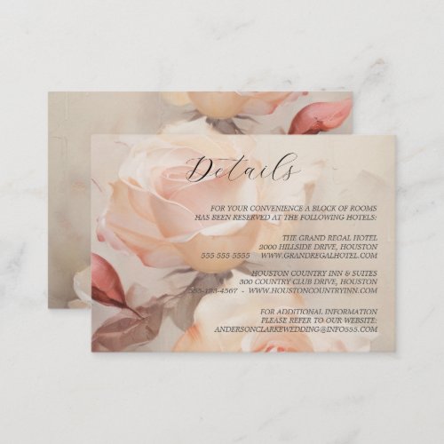 Soft Summer Roses Elegant Wedding  Enclosure Card