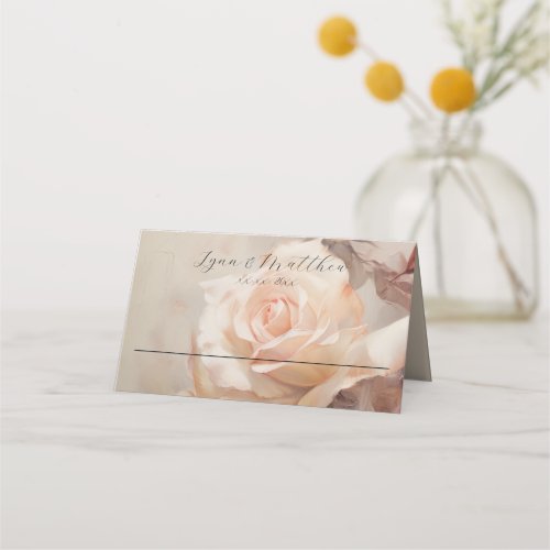 Soft Summer Roses Elegant Wedding  Place Card