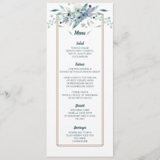 Soft Summer Watercolor Floral Wedding Menu Card