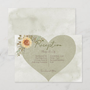 Soft Sunflowers Boho Heart Wedding Reception Enclosure Card