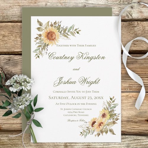 Soft Sunflowers Wedding Invitation