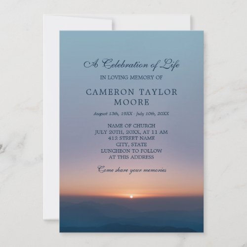 Soft Sunrise Celebration of Life Invitation