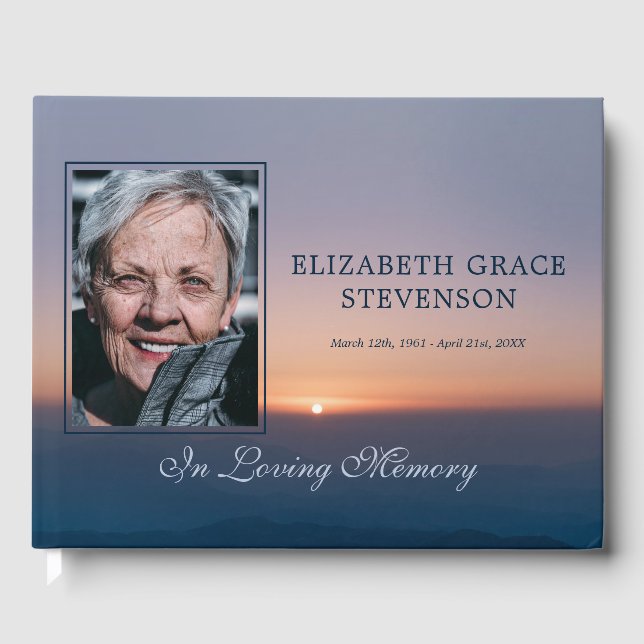 Soft Sunrise In Loving Memory Photo Guest Book (Front)