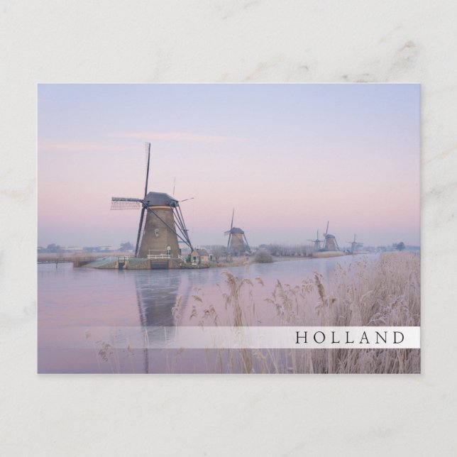 Soft sunrise light in winter over windmills postcard (Front)