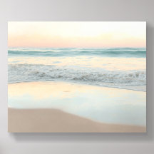 Soft Sunrise Ocean Waves Watercolor Wall Art