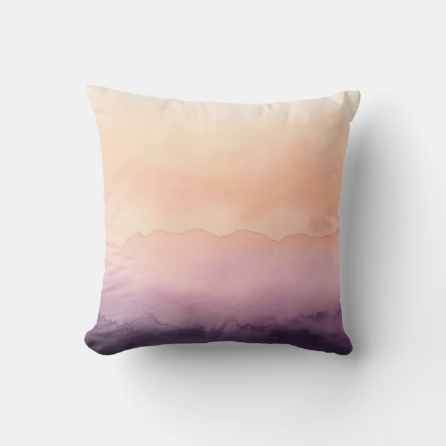 Soft Sunset Watercolor Pillow (Front)
