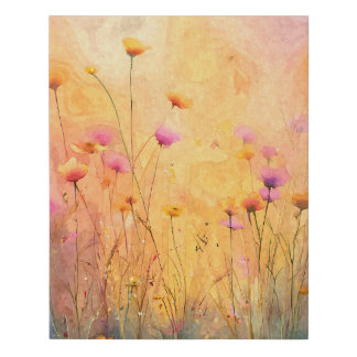 Soft Sunset Wildflower Field Dream Faux Canvas Print