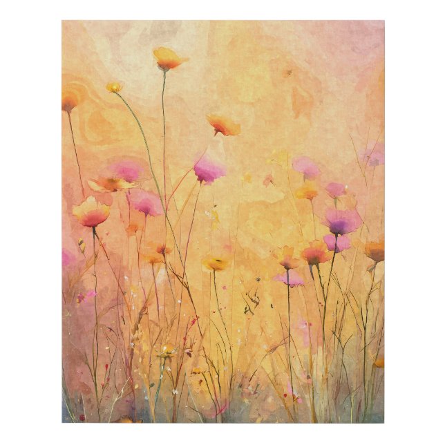Soft Sunset Wildflower Field Dream Faux Canvas Print (Front)