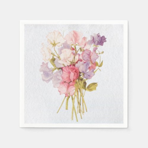 Soft Sweet Pea Vintage Bouquet Napkins