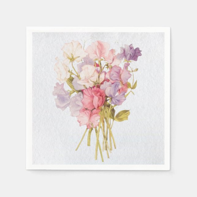 Soft Sweet Pea Vintage Bouquet Napkins (Front)