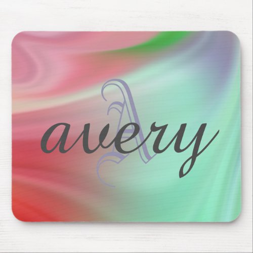 Soft swirls in Pinkgreenlavender personalized Mouse Pad