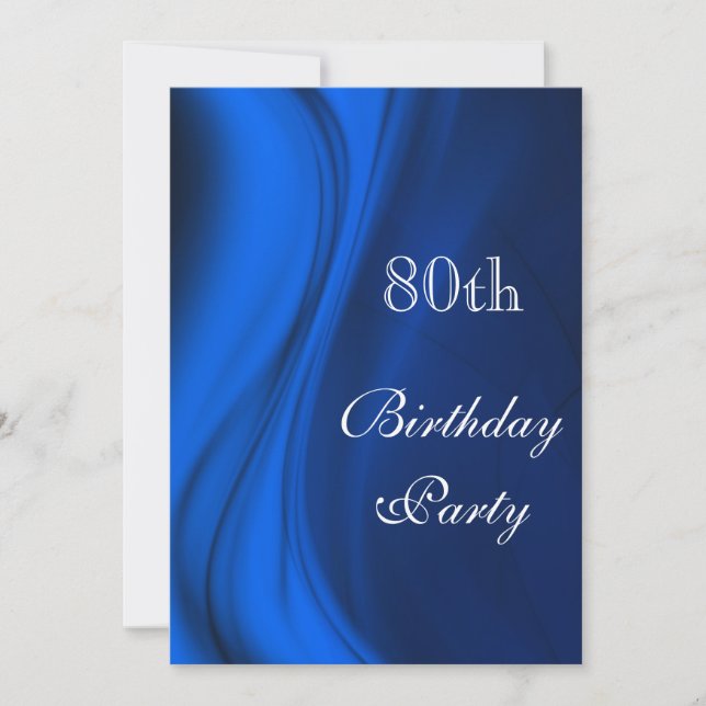 Soft Swirls Of Blue 80th Birthday Invitation (Front)