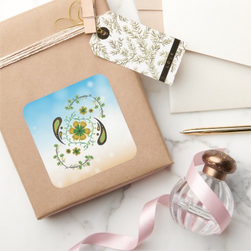 Soft Taiji Floral Harmony Square Sticker