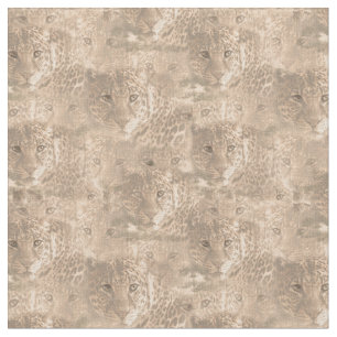 Soft tan color repeat pattern of many leopards fabric