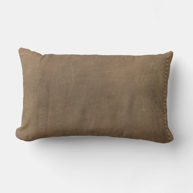Soft Tan Leather Lumbar Pillow (Front)