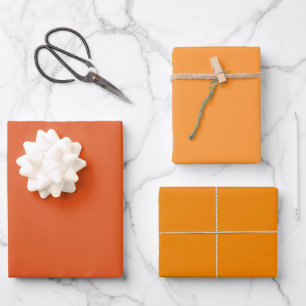 Soft Tangerine Saffron Flame Orange Shades 3 Tones Wrapping Paper Sheets