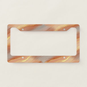 Soft Taupe Burnt Orange Marble Gold License Plate Frame