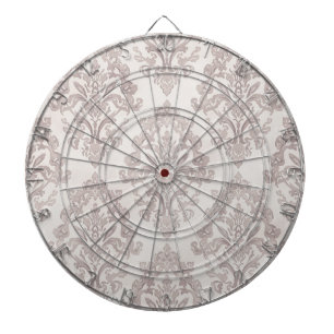 Soft Taupe Damask Watercolor Classic Floral Dart Board