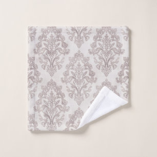 Soft Taupe Damask Watercolor Classic Floral Wash Cloth