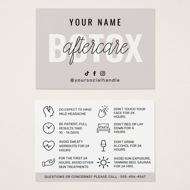 Soft Taupe Modern Botox Aftercare Guide (Front & Back)