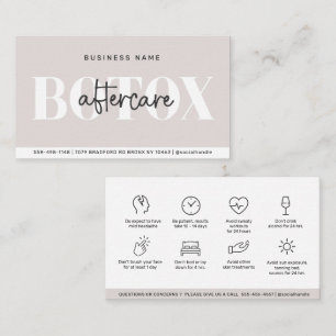 Soft Taupe Modern Botox Aftercare Guide Business Card
