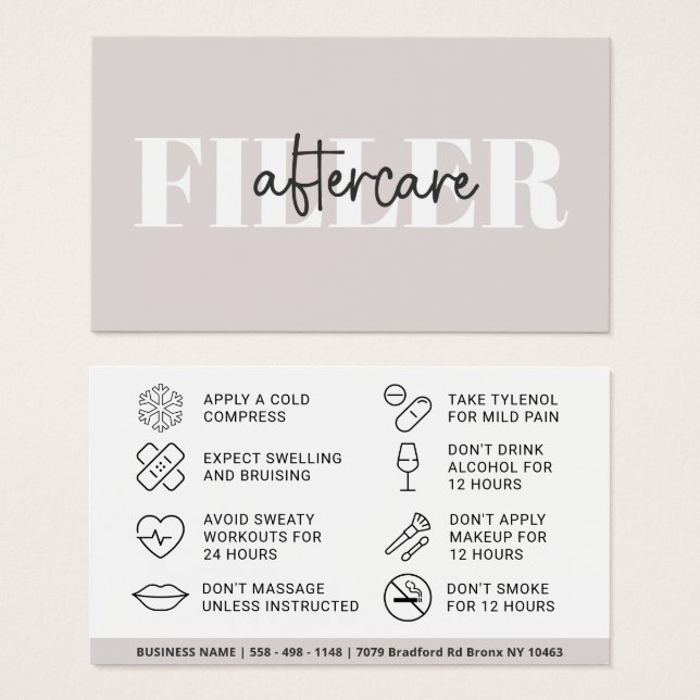Soft Taupe Modern Filler Aftercare Guide (Front & Back)
