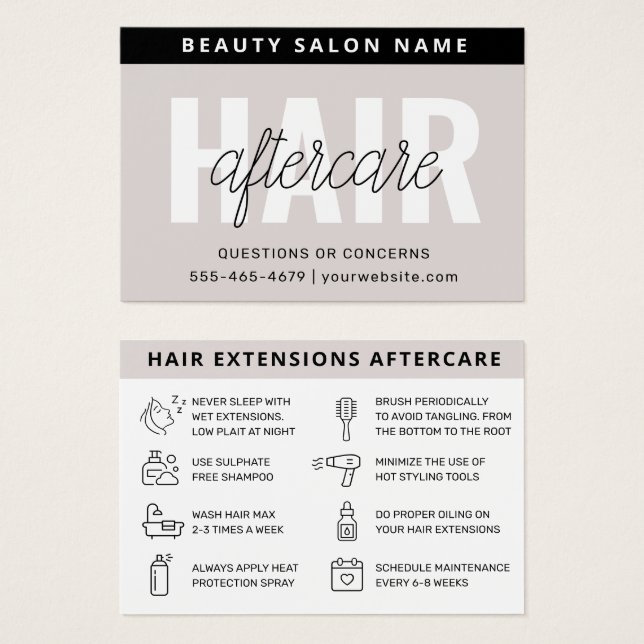 Soft Taupe Modern Hair Aftercare Guide (Front & Back)