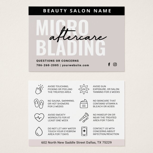 Soft Taupe Modern Microblading Aftercare (Front & Back)