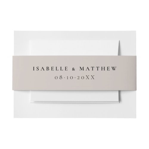Soft Taupe Wedding Invitation Belly Band