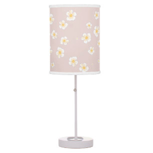 Soft Taupe White Daisies Table Lamp