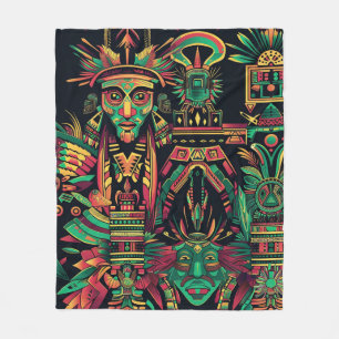 Soft Teal "Ancestral Paradigm" Fleece Blanket Medi
