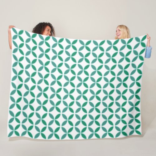 Soft teal and sea green circles or flower petals fleece blanket