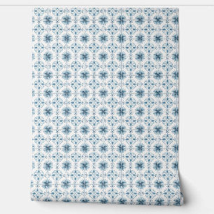 Soft Teal Blossom Medley Mini Teal, White Coastal Wallpaper