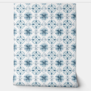 Soft Teal Blossom Medley Petite - Teal, White Wallpaper