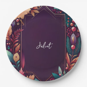 Soft Teal Fall Bold Jewel Tone Bridal Shower Paper Plates
