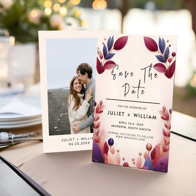 Soft Teal Fall Bold Jewel Tone Wedding Save The Date (Creator Uploaded)