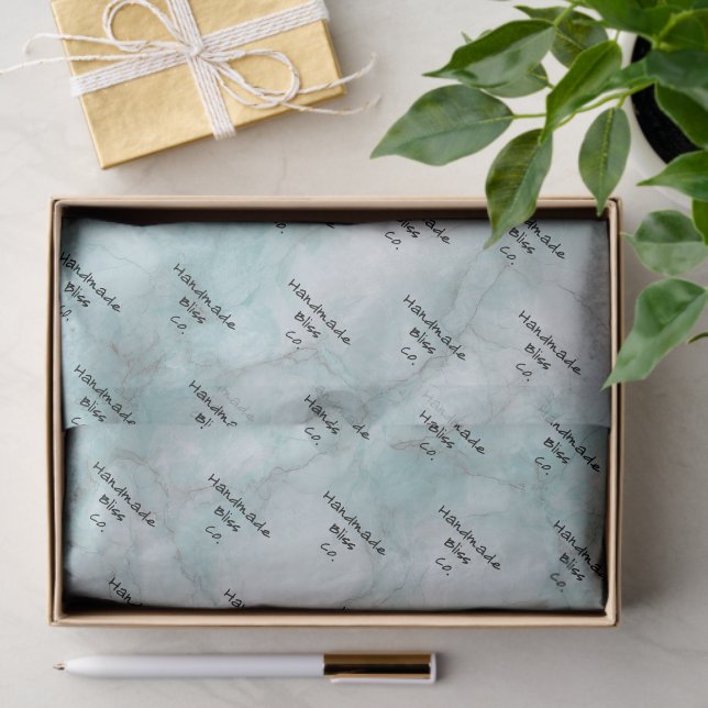 Soft Teal Green Marble Tissue Paper (Gift)