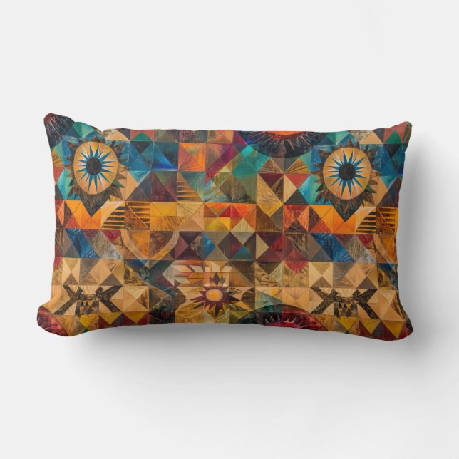 Soft Teal "Inherited Artistry" Plush Lumbar Cushio Pillow (Front)