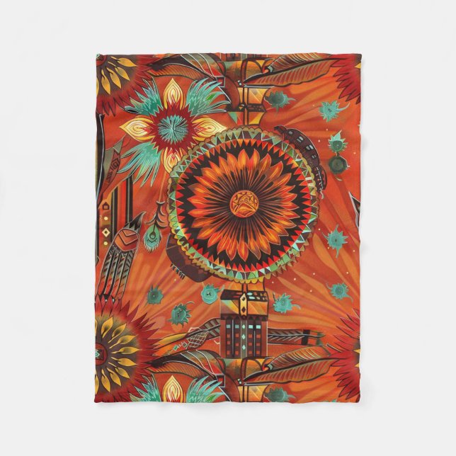 Soft Teal "Intricate Echoes" Cozy Fleece Blanket (Front)