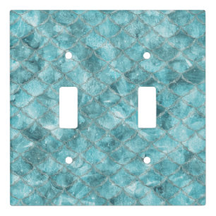 Soft Teal Mermaid Print Light Switch Cover
