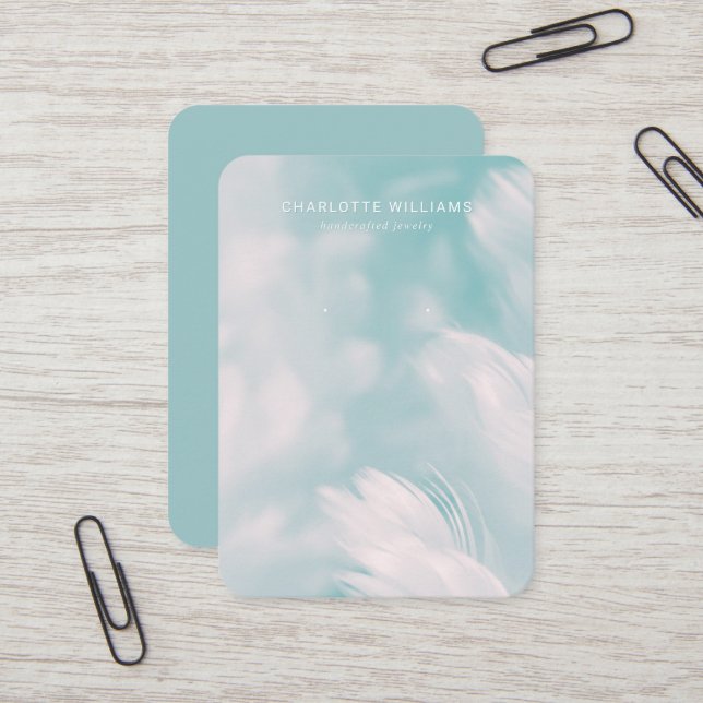 Soft Teal Petal Jewelry Display Card (Front/Back In Situ)