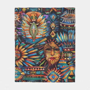 Soft Teal "Pre-Columbian Tapestry" Cozy Fleece Bla Blanket
