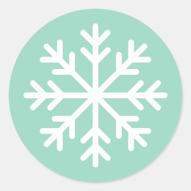 Soft Teal Round Snowflake Sticker (Front)