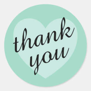 Soft Teal - Round Thank You Sticker